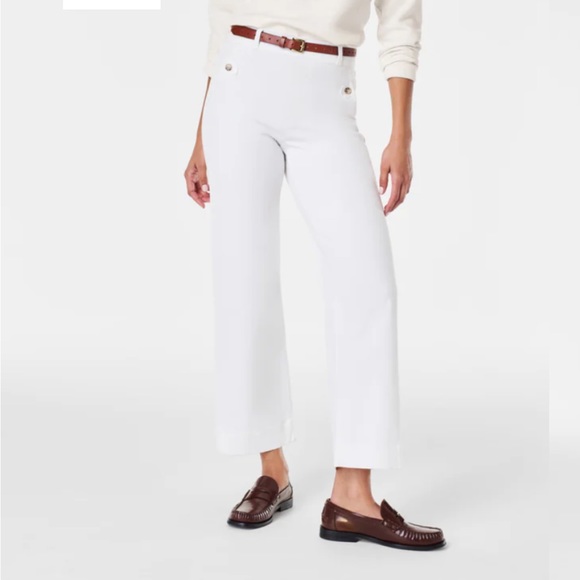 SPANX Pants - NWOT Spanx Stretch Twill Cropped Wide Leg Pant White size Medium